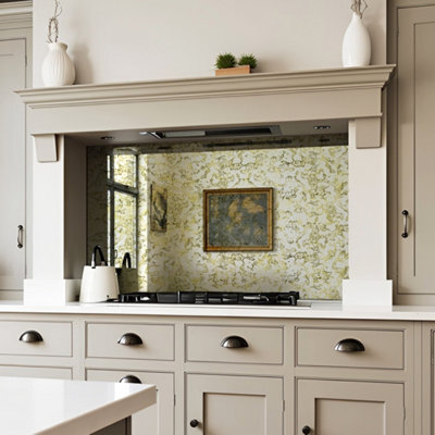 DIY Splashbacks Brass Nuvola Antique Mirror Splashback 90Cm X 72Cm (Toughened Glass) - image 1