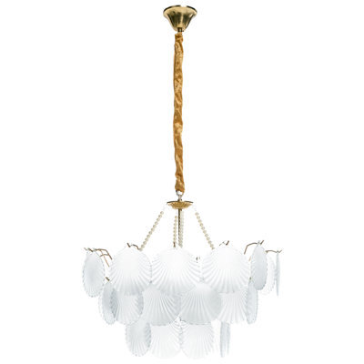 Wyld And Coco Glamour Lighting 56Cm Brass Metal And Frosted Glass Chandelier, Warm Ambient Glow - image 1