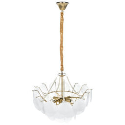 Wyld And Coco Glamour Lighting 56Cm Brass Metal And Frosted Glass Chandelier, Warm Ambient Glow - thumbnail 6