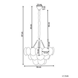 Wyld And Coco Glamour Lighting 56Cm Brass Metal And Frosted Glass Chandelier, Warm Ambient Glow - thumbnail 4