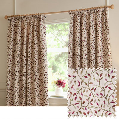 Voyage Maison Voyage Cervino Leaf Jacquard Pencil Pleat Curtain Pair, Damson, (W) 229Cm X (D) 137Cm - image 1