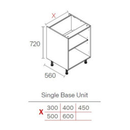 Wtc Premier Cab 450mm Kitchen Base Unit Cabinet White 18mm Mfc (Carcass Only) - thumbnail 2