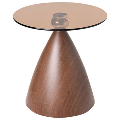 Beliani Side Table Corella Tempered Glass Brown - image 1