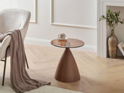 Beliani Side Table Corella Tempered Glass Brown - thumbnail 2
