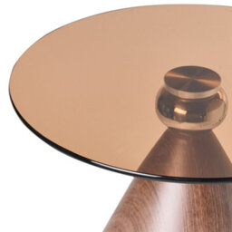 Beliani Side Table Corella Tempered Glass Brown - thumbnail 4
