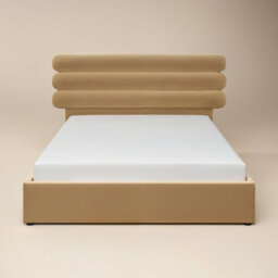 Solace+Co Atlas Kingsize Ottoman Bed Sand Velvet - thumbnail 5