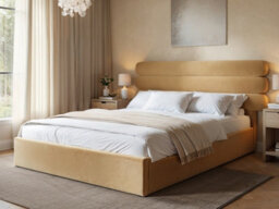 Solace+Co Atlas Kingsize Ottoman Bed Sand Velvet - thumbnail 1