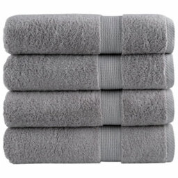 Berkfield Premium Bath Towels Solund 4Pcs Grey 100X150Cm 600Gsm - thumbnail 1