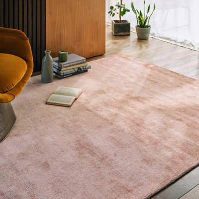 Red Handmade Luxurious Modern Plain Sparkle Rug For Bedroom & Living Room-200Cm X 290Cm - image 1