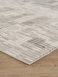 Mayfair Living Room Area Rug Metallic Sheen Contemporary Modern Matrix Design - Stone 160Cm X 230Cm - thumbnail 4