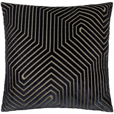 Paoletti Evoke Cut Velvet Polyester Filled Cushion, Black, 55 X 55Cm - image 1