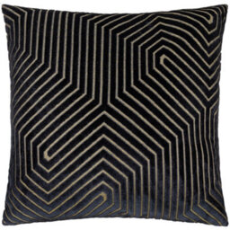 Paoletti Evoke Cut Velvet Polyester Filled Cushion, Black, 55 X 55Cm - thumbnail 1