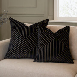 Paoletti Evoke Cut Velvet Polyester Filled Cushion, Black, 55 X 55Cm - thumbnail 6