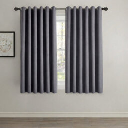 Aspire Homeware Charcoal Linen 100% Blackout Curtain - Thermal Insulated Eyelet Room Darkening Curtain Pair (W)117Cm X (D)137Cm
