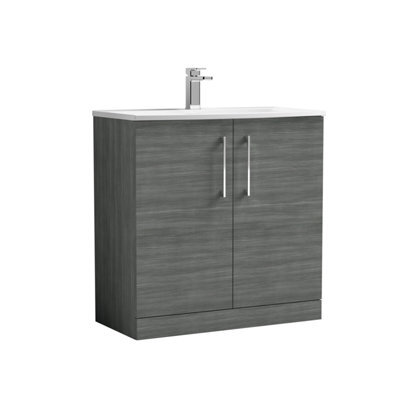 Balterley Modern Bathroom 2 Soft Close Door Floor Standing Vanity & Basin, Anthracite, 800mm - image 1