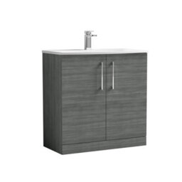 Balterley  Modern Bathroom 2 Soft Close Door Floor Standing Vanity & Basin, Anthracite, 800mm - thumbnail 1