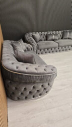 Ambassador Grey Velvet Sofa Set 3 And 2 Seater Chrome Accent Living Interior - thumbnail 3