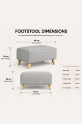 Loft Home Aria Classic Light Grey Fabric Footstool - thumbnail 3