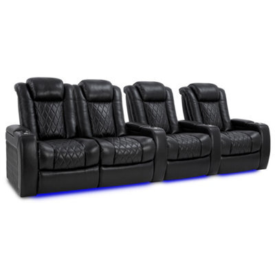 Valencia Tuscany Xl Home Theater Seating Row Of 4 Loveseat Left Midnight Black Nappa Leather Power Headrest - image 1