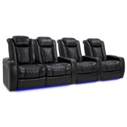 Valencia Tuscany Xl Home Theater Seating Row Of 4 Loveseat Left Midnight Black Nappa Leather Power Headrest - thumbnail 1