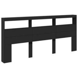 Berkfield Headboard Cabinet With Led Black 220X17X102 Cm - thumbnail 3