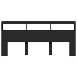 Berkfield Headboard Cabinet With Led Black 220X17X102 Cm - thumbnail 6