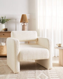 Beliani Armchair Hallsberg Boucle Off-White - thumbnail 2