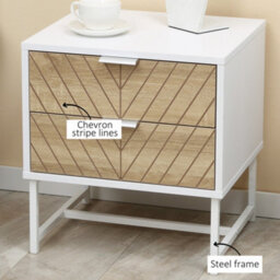 Wyld Haus Loni White And Natural Oak Bedside Table - 2 Drawers, White Handles - thumbnail 7