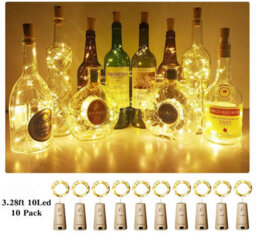 Amorly Set Of 10 Wine Bottle Cork Lights, 10 Led Warm White Battery Powered Fairy Lights For Wedding & Party Decoration - thumbnail 1
