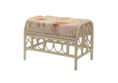 Desser Morley Natural Rattan Footstool Real Cane Indoor Cushioned Footrest With Uk Sewn Cushion In Monet Fabric - image 1