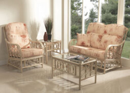 Desser Morley Natural Rattan Footstool Real Cane Indoor Cushioned Footrest With Uk Sewn Cushion In Monet Fabric - thumbnail 5