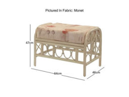 Desser Morley Natural Rattan Footstool Real Cane Indoor Cushioned Footrest With Uk Sewn Cushion In Monet Fabric - thumbnail 2