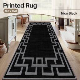Ameha Modern Living Room Rugs Non Slip Hallway Runner Super Soft Nico Black Rug Kitchen Floor Mat 80 X 150 Cm For Kid Bedroom Rug - thumbnail 1