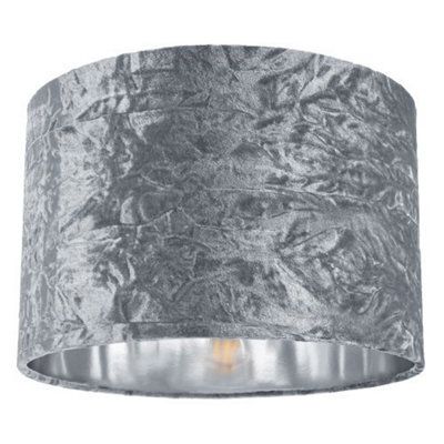 Happy Homewares Modern Silver Crushed Velvet 12 Table/pendant Lampshade With Shiny Silver Inner - image 1
