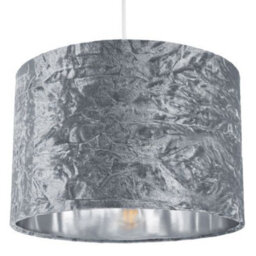 Happy Homewares Modern Silver Crushed Velvet 12 Table/pendant Lampshade With Shiny Silver Inner - thumbnail 3