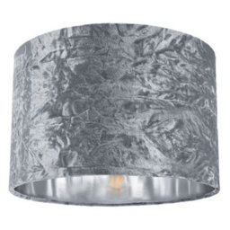 Happy Homewares Modern Silver Crushed Velvet 12 Table/pendant Lampshade With Shiny Silver Inner - thumbnail 1