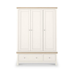 Farro Coconut White Triple Wardrobe With Washed Oak Top - By Roseland Furniture - thumbnail 3