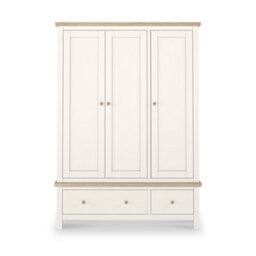 Farro Coconut White Triple Wardrobe With Washed Oak Top - By Roseland Furniture - thumbnail 7