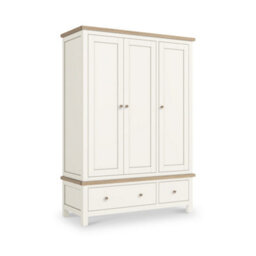 Farro Coconut White Triple Wardrobe With Washed Oak Top - By Roseland Furniture - thumbnail 5