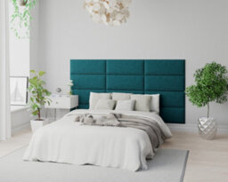 Aspire Easymount Wall Mounted Upholstered Panels, Modular Diy Headboard In Plush Velvet Fabric, Emerald (Pack Of 8) - thumbnail 4