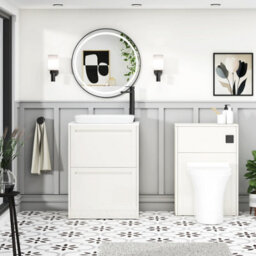 Royal Bathrooms Royal Bathroom Elmore 600mm Classic White Freestanding Bathroom Vanity Unit 2 Drawer Plain White Worktop With Qubix Basin - thumbnail 5