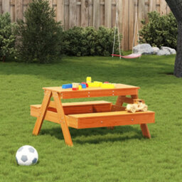 Berkfield Picnic Table For Kids Wax Brown 88X97X52 Cm Solid Wood Pine - thumbnail 3