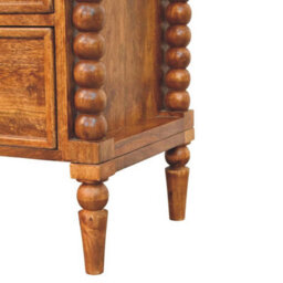Artisan Furniture Solid Wood Spindle Leg Amber Oak Nightstand, 2-Drawers, Brown - thumbnail 8