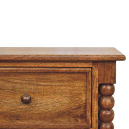 Artisan Furniture Solid Wood Spindle Leg Amber Oak Nightstand, 2-Drawers, Brown - thumbnail 5