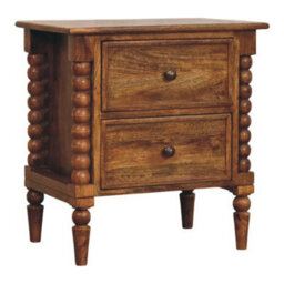 Artisan Furniture Solid Wood Spindle Leg Amber Oak Nightstand, 2-Drawers, Brown - thumbnail 4