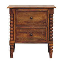 Artisan Furniture Solid Wood Spindle Leg Amber Oak Nightstand, 2-Drawers, Brown - thumbnail 2