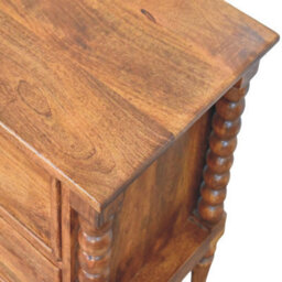 Artisan Furniture Solid Wood Spindle Leg Amber Oak Nightstand, 2-Drawers, Brown - thumbnail 7
