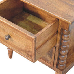 Artisan Furniture Solid Wood Spindle Leg Amber Oak Nightstand, 2-Drawers, Brown - thumbnail 6