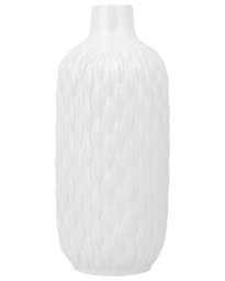 Beliani Decorative White Stoneware Bottle Vase 31 Cm - Textured Pattern, Satin-Like Finish - thumbnail 3