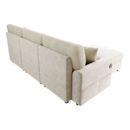 Btm Modern 3 To Seater Sofa With Footstool, 2 Cushions, Usb And Type To C Charging Ports, 223X84X146Cm, Beige - thumbnail 9